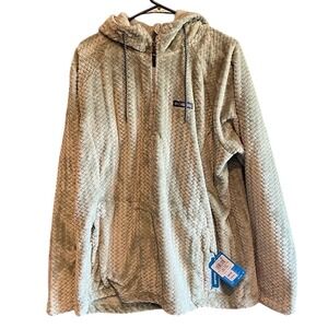 Columbia womens‎ XXL Pullover Hoodie Fuzzy Fleece Quarter Zip Jacket chevron NWT